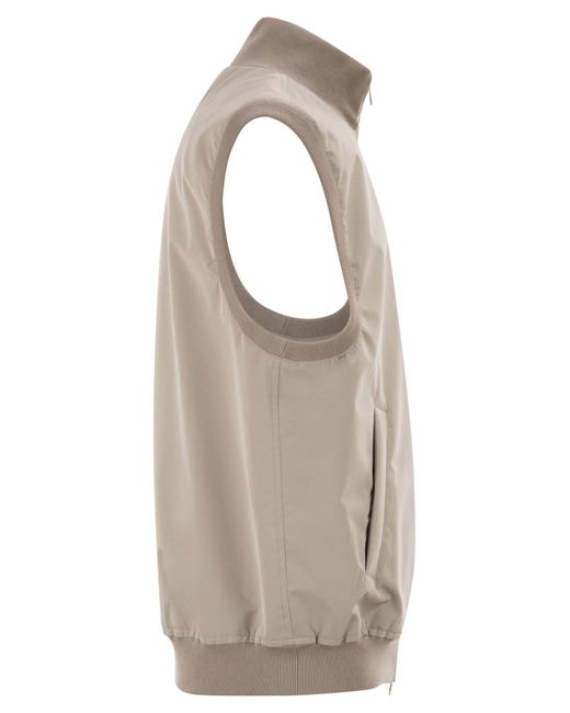 Brunello Cucinelli Brown Membrane Nylon Waistcoat With Thermore Padding for men