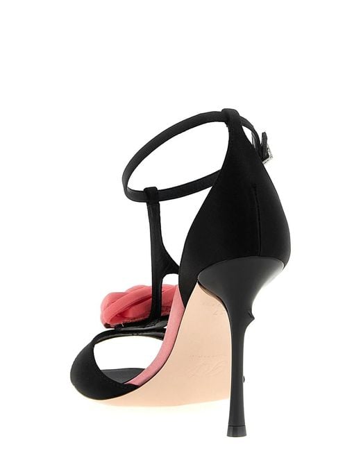 Roger Vivier Black 'Rose Vivier' Sandals