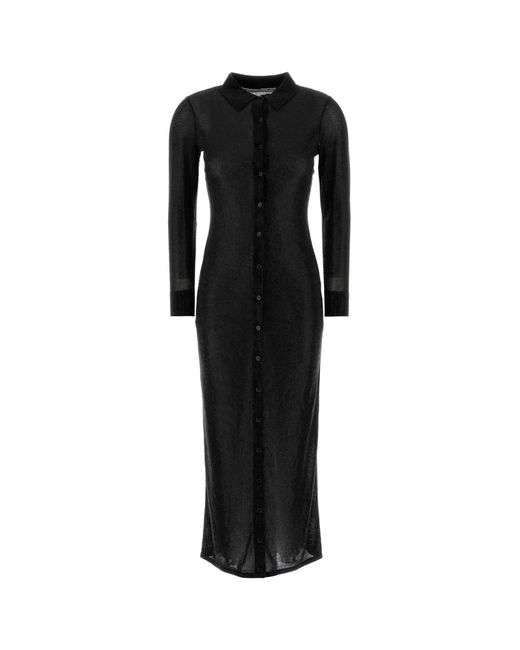 Alexander Wang Black Ls Polo Full Length Dress W