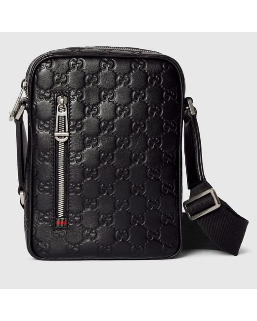 Gucci Black Gg Emblem Shoulder Bag Small Size for men