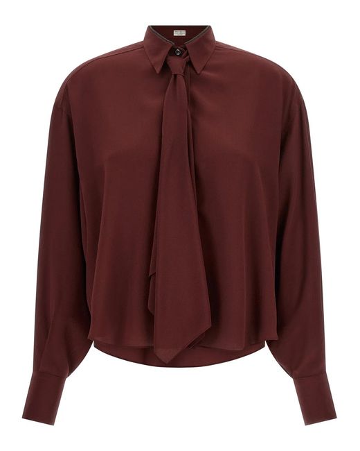 Brunello Cucinelli Purple Silk Blouse