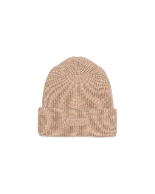 Patou Natural Knitted Ribbed Beanie Hat