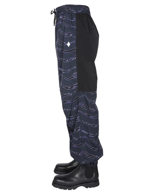 Marcelo Burlon Blue Jogging Pants With Camou Print for men