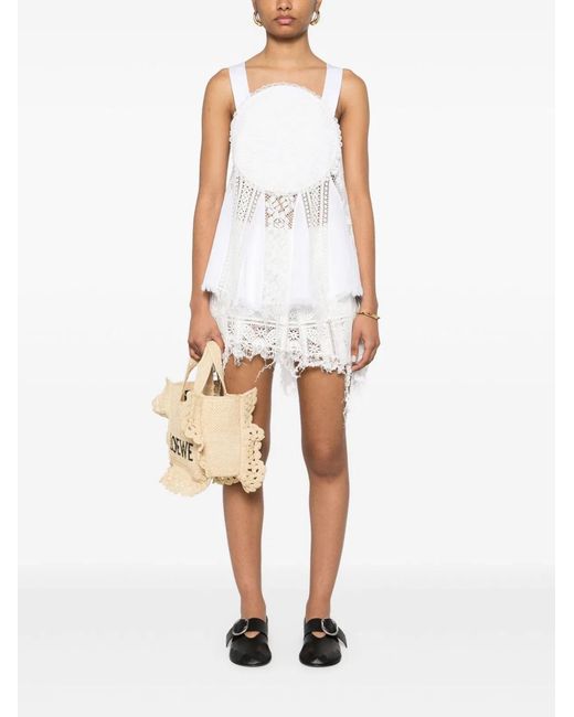 Loewe White Cotton Mini Skirt