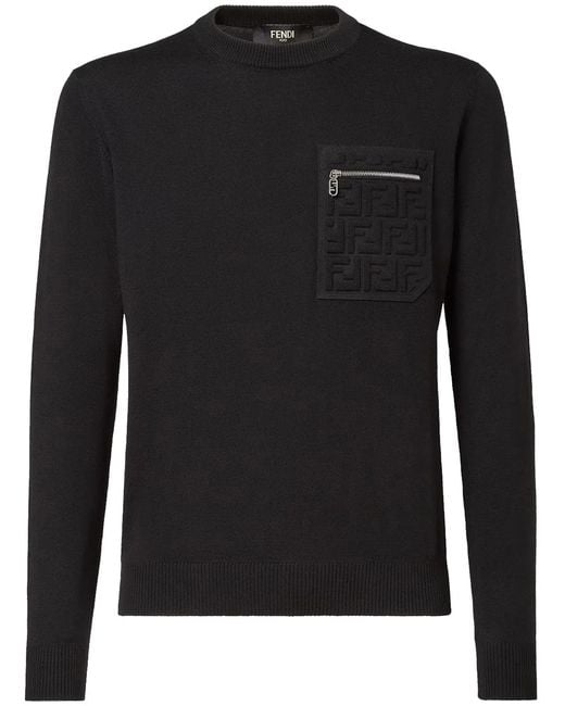Fendi Black Wool Pullover for men