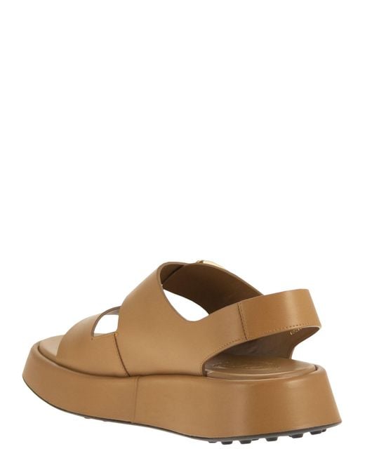 Tod's Brown Leather Sandal With Buckle
