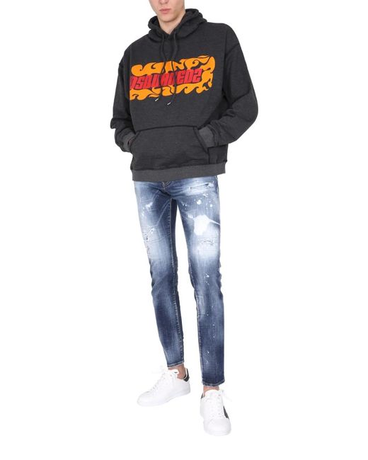 DSquared² Gray Logo Printed Sweatshirt for men