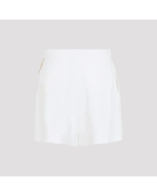 Elisabetta Franchi White Gabardine Shorts With Jewelled Logo