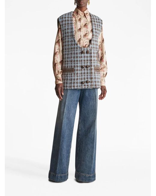 Etro Gray Houndstooth Over Vest
