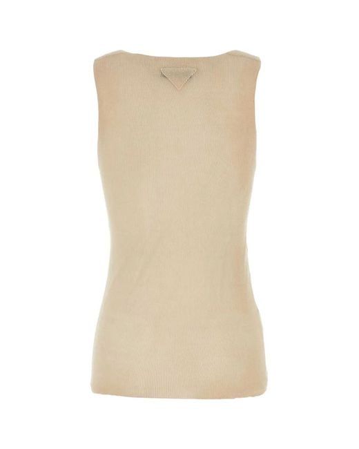 Prada Natural Sand Cotton Tank Top
