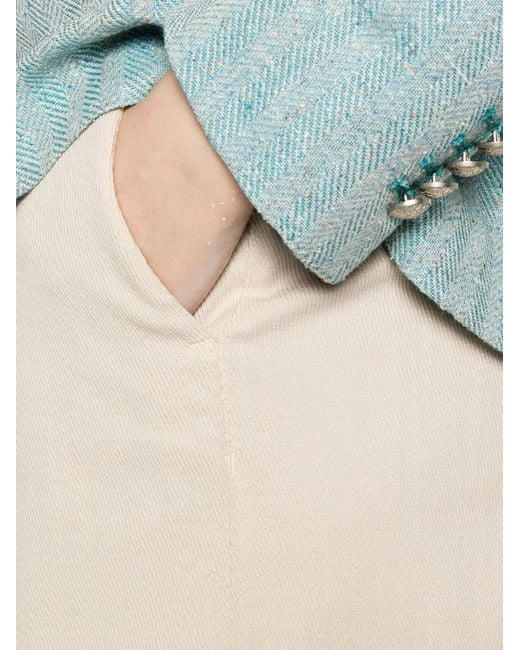 Via Masini 80 White Cotton Wide-Leg Trousers