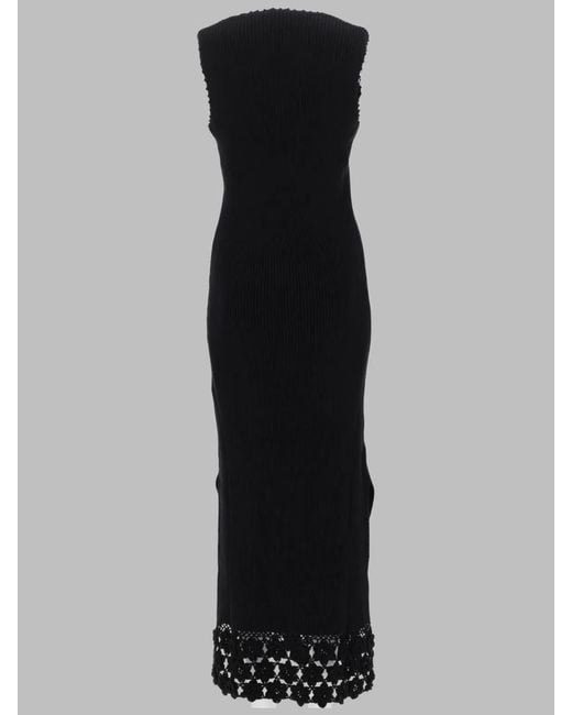 Ganni Black Abito Lungo Con Bordo