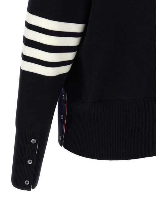 Thom Browne Blue '4-Bar' Wool Cardigan for men