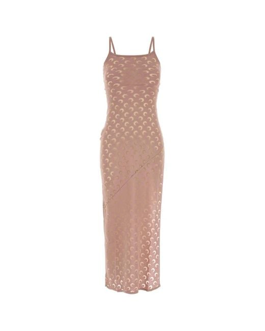 MARINE SERRE White Moon Devore Long Dress