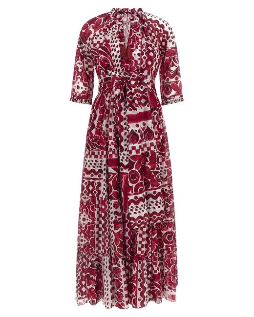 Samantha Sung Red Cotton Long Dress