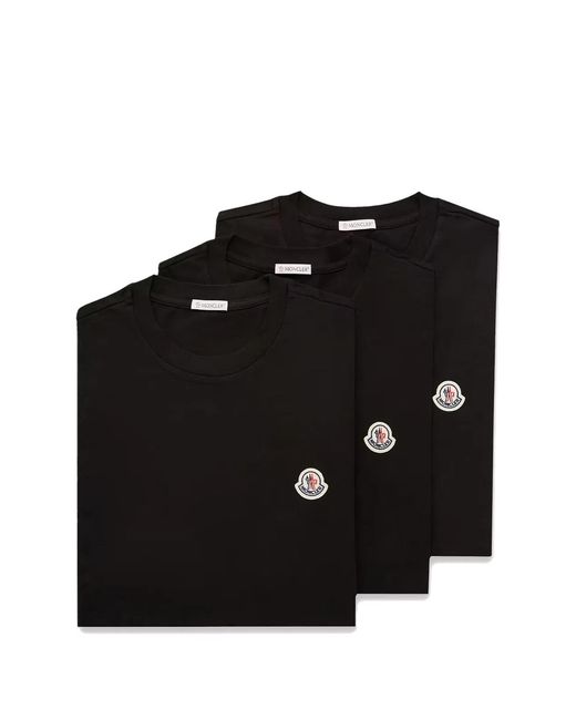 Moncler Black Logo Patch Cotton T-Shirt (Pack Of Three) for men