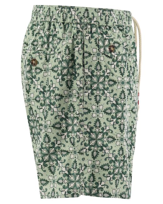 Mc2 Saint Barth Green Lightweight Fabric Swimming Costume With Print for men