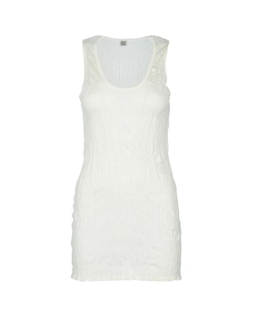 Totême White Crinkled Knit Tank