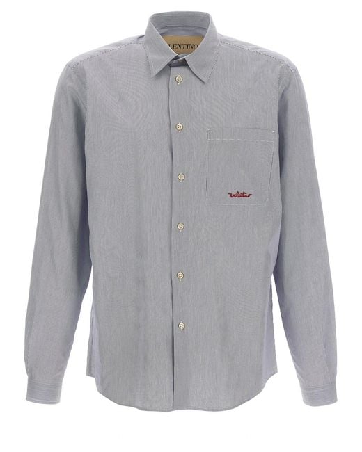 Valentino Garavani Gray Striped Shirt for men