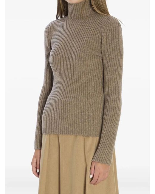 Max Mara Brown Wool Cashmere Turtle Neck