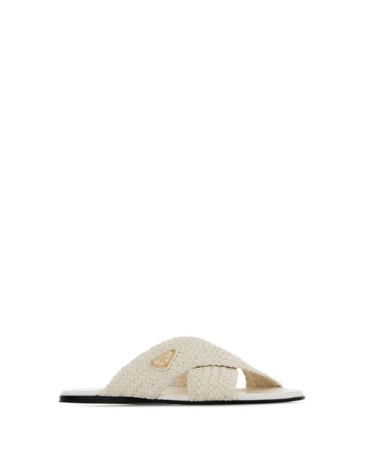 Prada White Slippers