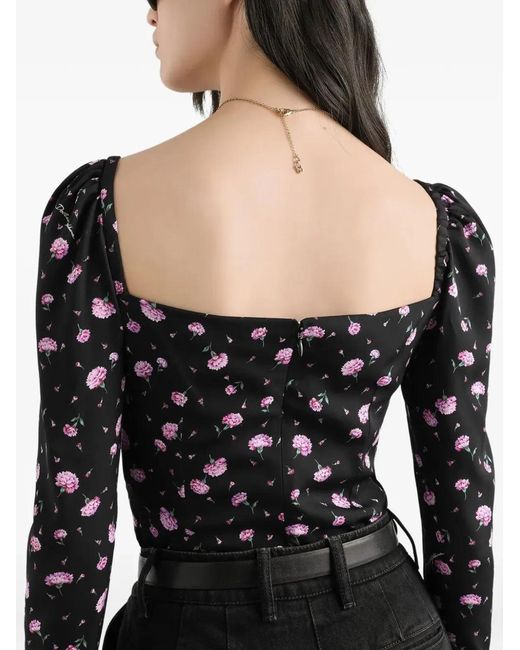 Dolce & Gabbana Black Dolce & Gabbana Carnations-Print Silk Top