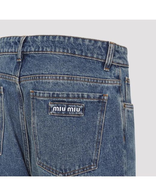 Miu Miu Blue Cotton Jeans