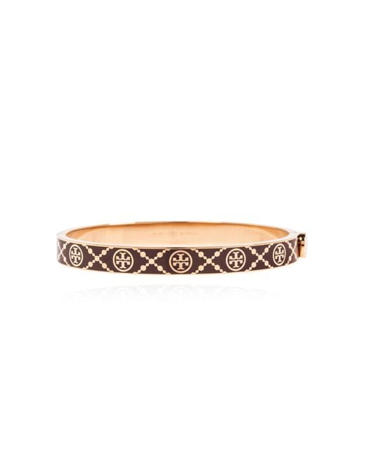 Tory Burch White T Monogram Miller Stud Hinge Bracelet