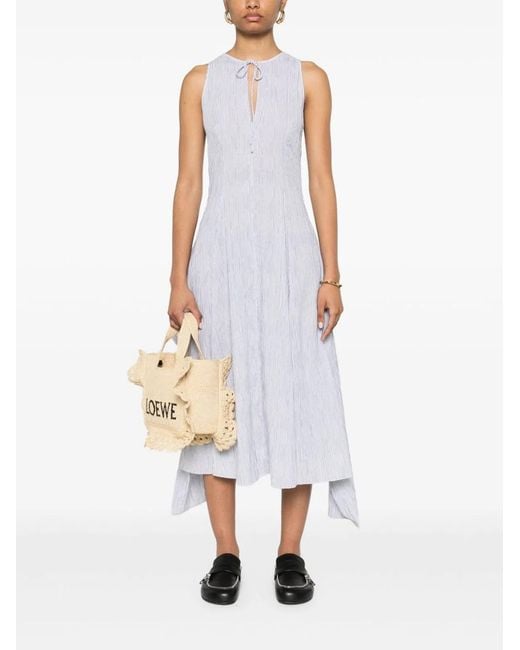 Loewe White Cotton Blend Midi Dress