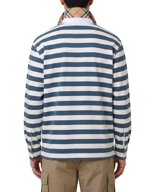 Burberry Blue Knight Stamp Rugby Shirt for men