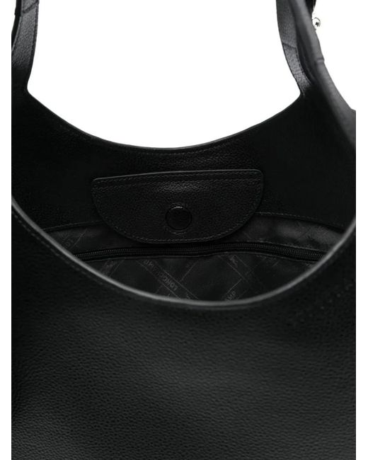 Longchamp Black Le Foulonné Xl Smooth Leather Tote Bag