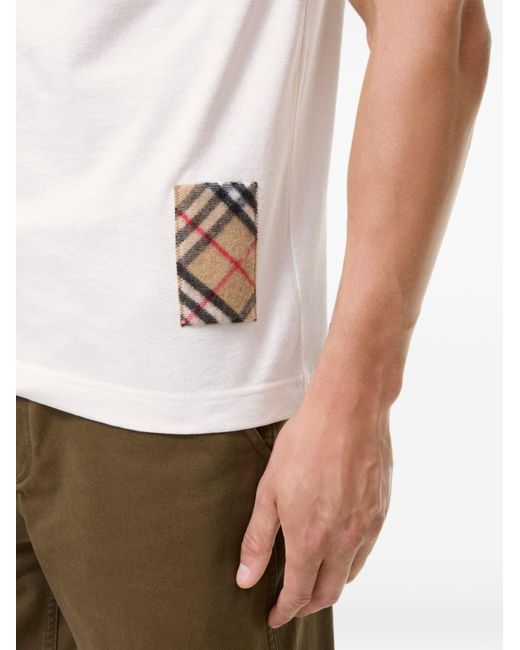 Burberry White Check Cotton T Shirt for men