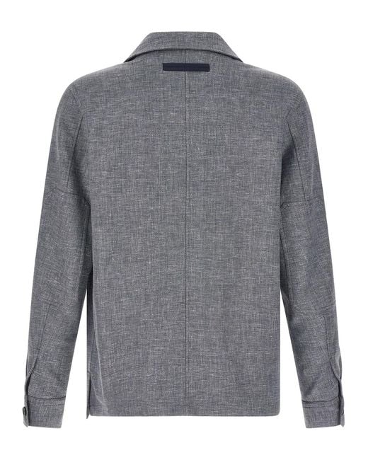 Zegna Gray 'Crossover' Overshirt for men