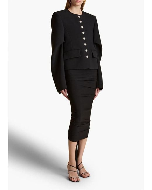 Khaite Black Aura Skirt With Waterfall Folds