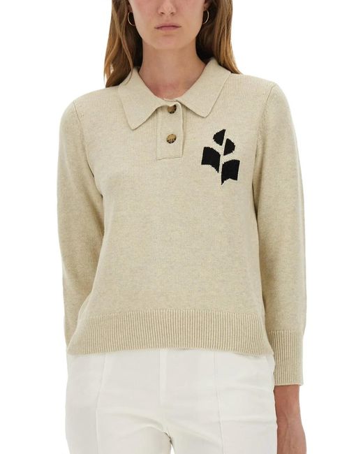 Isabel Marant Natural Polo Shirt With Logo