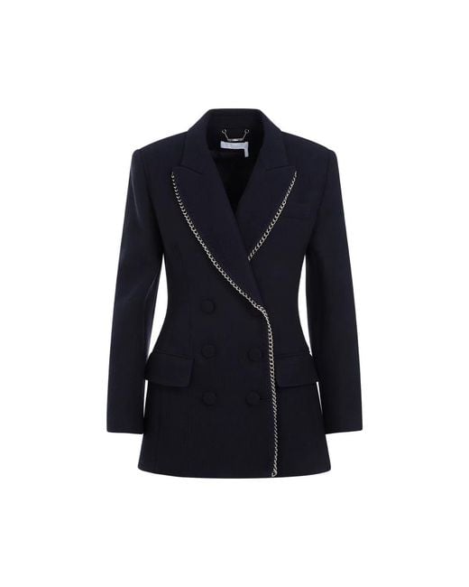 Chloé Blue Double-Breasted Virgin Wool Jacket