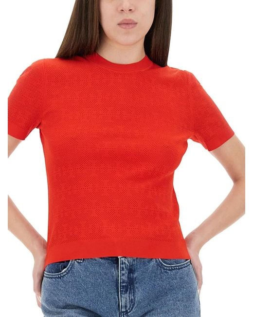 Tory Burch Red Jacquard T Monogram Jersey
