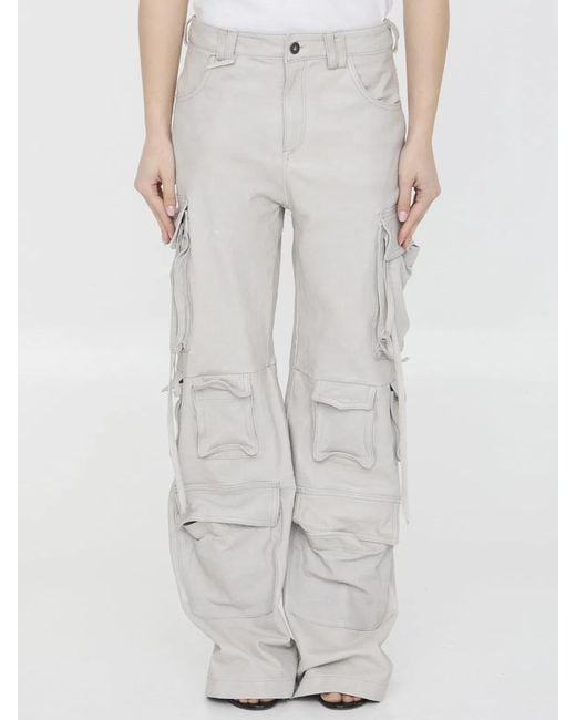 Salvatore Santoro White Leather Cargo Pants