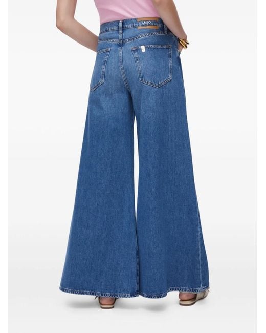 Liu Jo Blue Washed Denim Jeans Wide Leg