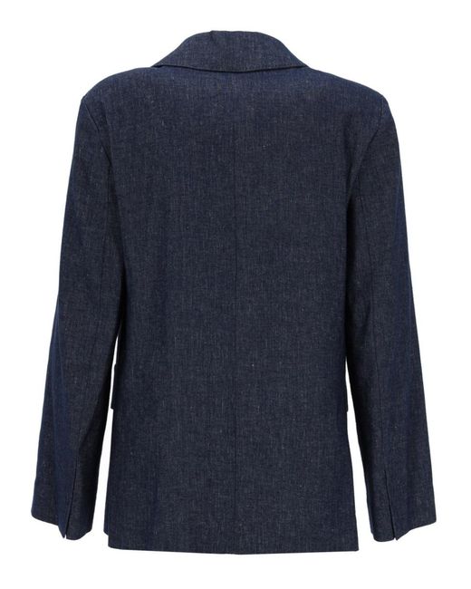 Max Mara Blue S Max Mara Doublebreasted Cotton Blazer