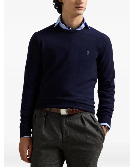 Polo Ralph Lauren Blue Wool Crew Neck Jumper for men
