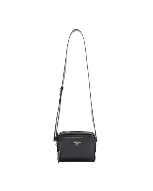 Prada Black Messenger Bag With Logo for men