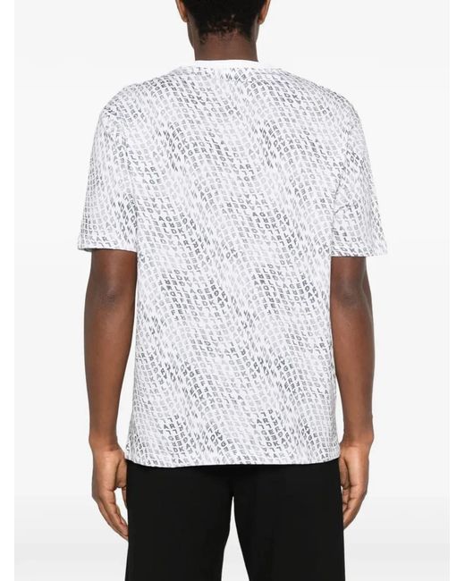 Karl Lagerfeld White Logo-Pattern T-Shirt for men