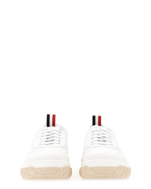 Thom Browne White Cotton Canvas Sneaker for men