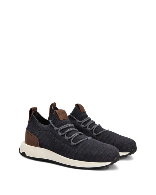 Tod's Black Leather Flat Shoes for men