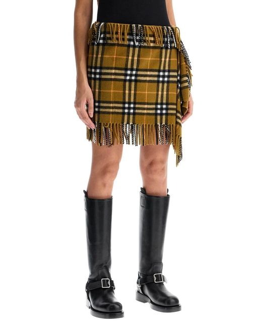 Burberry Metallic Ered Wool And Cashmere Scarf-Style Mini Skirt