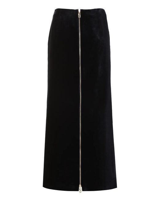 Fendi Black Midnight Velvet Skirt