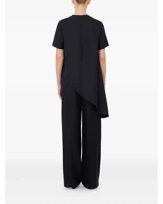Loulou de Saison Black "Madea" Draped Asymmetric Top