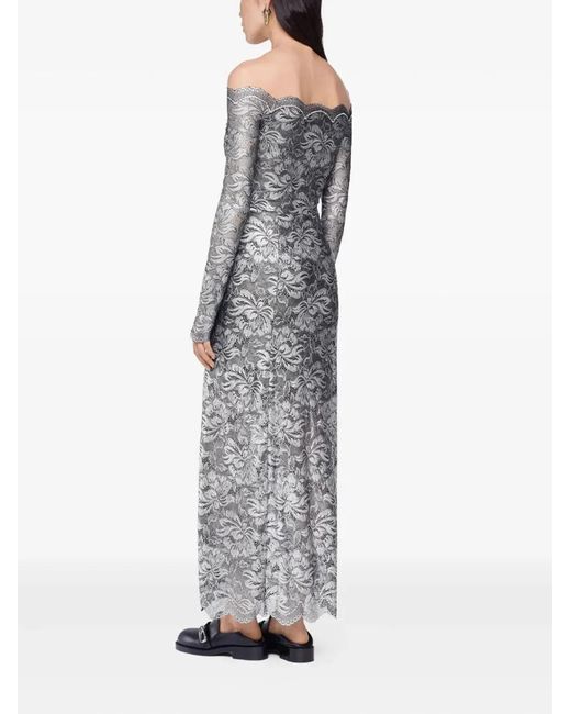 Rabanne Gray Long Sleeves Long Lace Dress