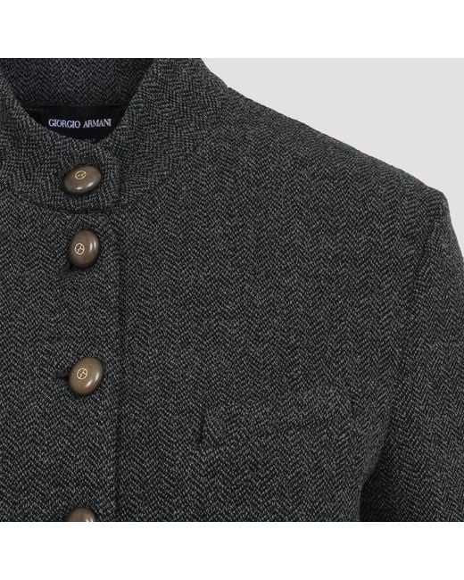 Giorgio Armani Black Fantasia Grigio Nero Wool Blazer